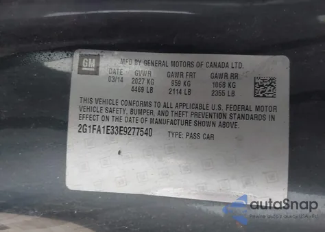 2014 Chevrolet Camaro 2Ls from USA, damaged, VIN 2G1FA1E33E9277540